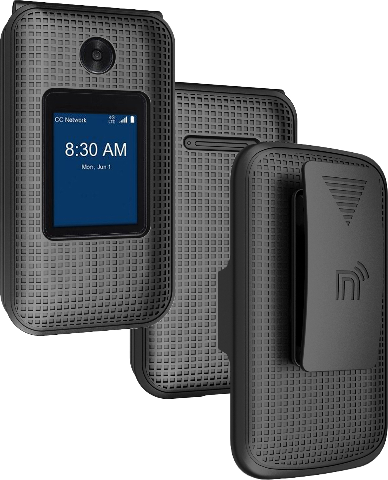 Grid Case Hard Shell Cover + Belt Clip Holster for ZTE Cymbal 2, Telstra Flip 3 - Picture 3 of 17