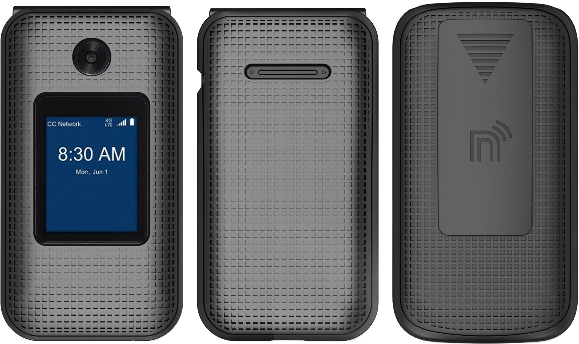 Grid Case Hard Shell Cover + Belt Clip Holster for ZTE Cymbal 2, Telstra Flip 3 - Picture 4 of 17