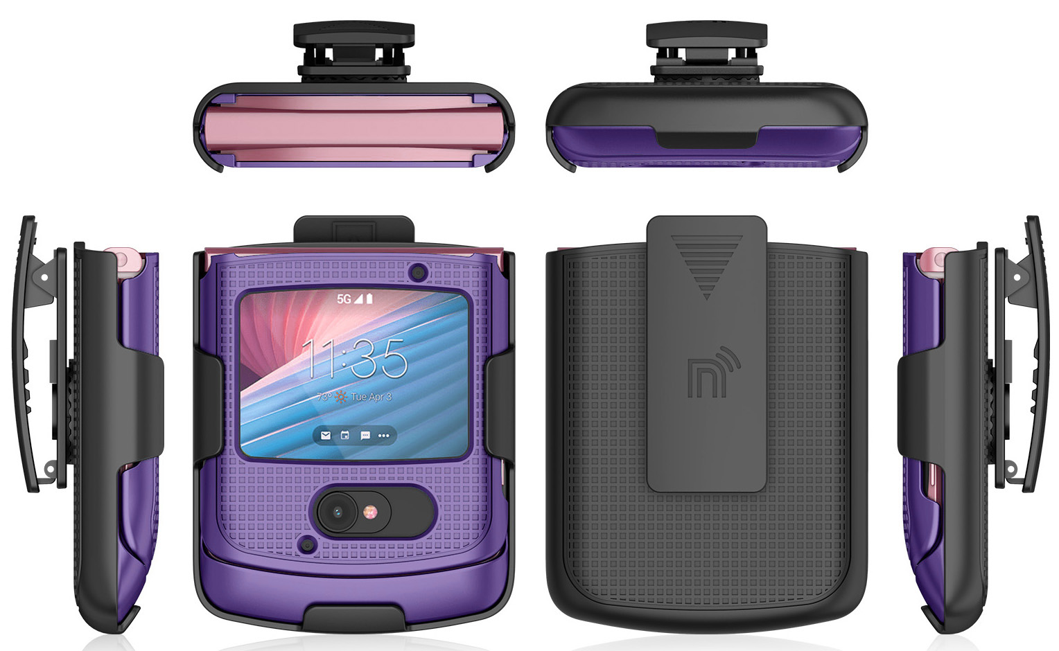 Hard Case Cover + Belt Clip Holster Combo for Motorola RAZR 5G Flip ...
