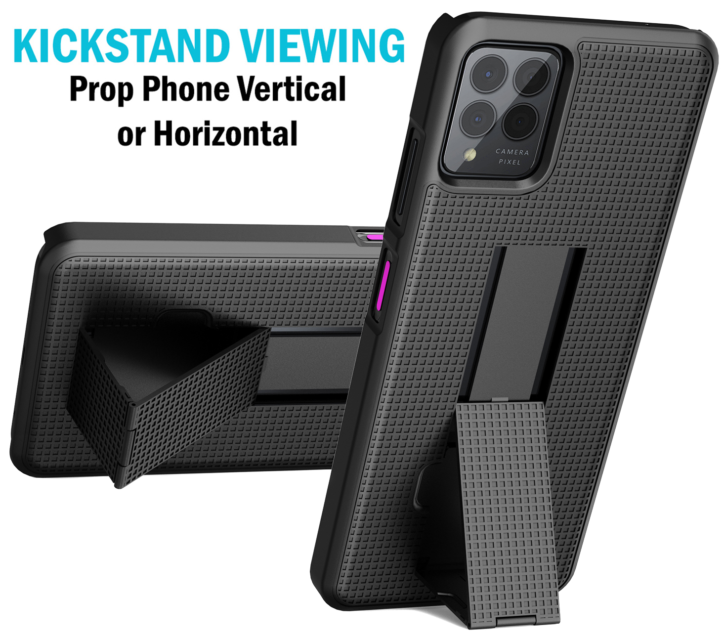 Slim Grid Texture Hard Case Kickstand for T-Mobile REVVL 6 Pro 5G / revvl 6X Pro