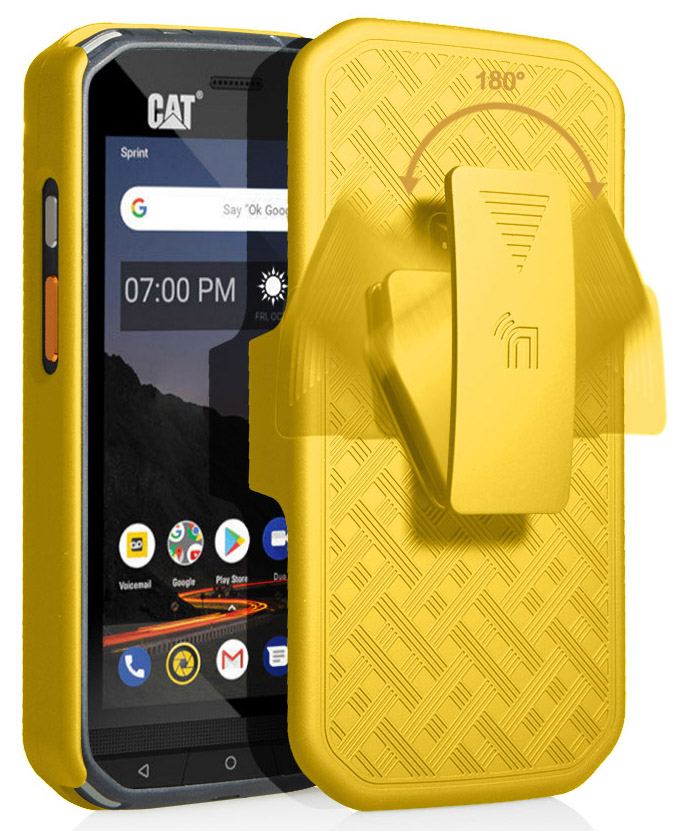 Ribbed Kickstand Case Slim Cover + Belt Clip Holster Holder for CAT S48C Phone