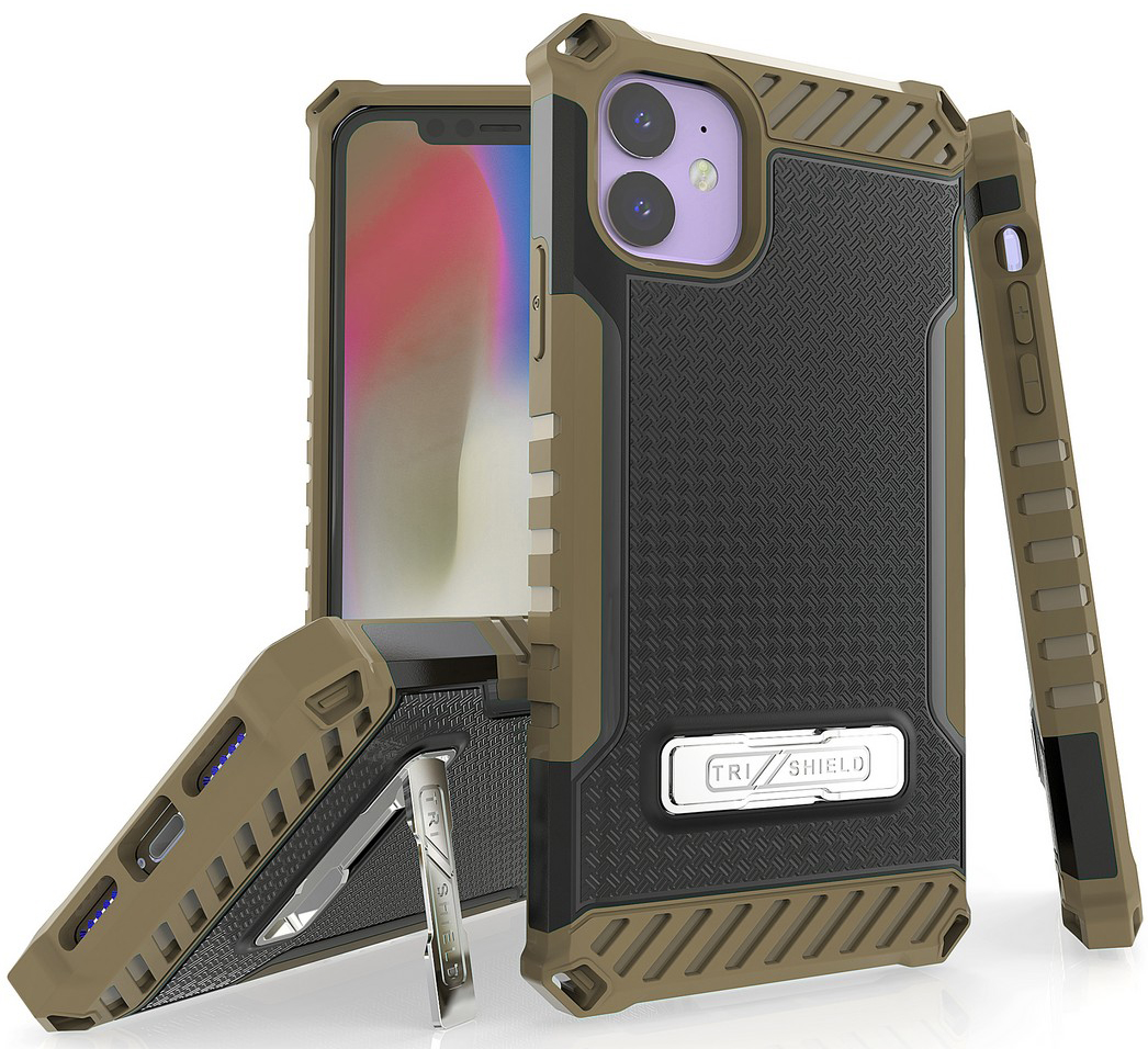 Rugged Tri-Shield Case Cover Kickstand Lanyard Strap for Apple iPhone 11