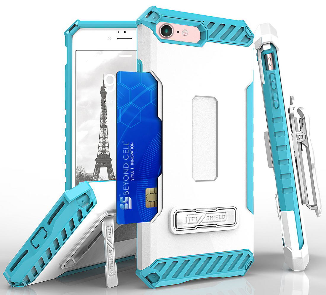 Tri-Shield Rugged Case Stand Card Slot Strap Belt Clip for iPhone SE 2022/2020 - Photo 44 sur 50