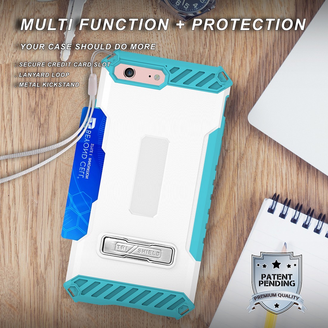 Tri-Shield Rugged Case Stand Card Slot Strap Belt Clip for iPhone SE 2022/2020 - Photo 46 sur 50