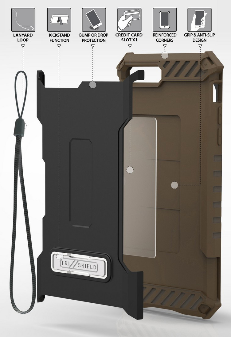 Tri-Shield Rugged Case Metal Kickstand Card Slot and Strap for iPhone 8 iPhone 7 - 第 10/43 張圖片