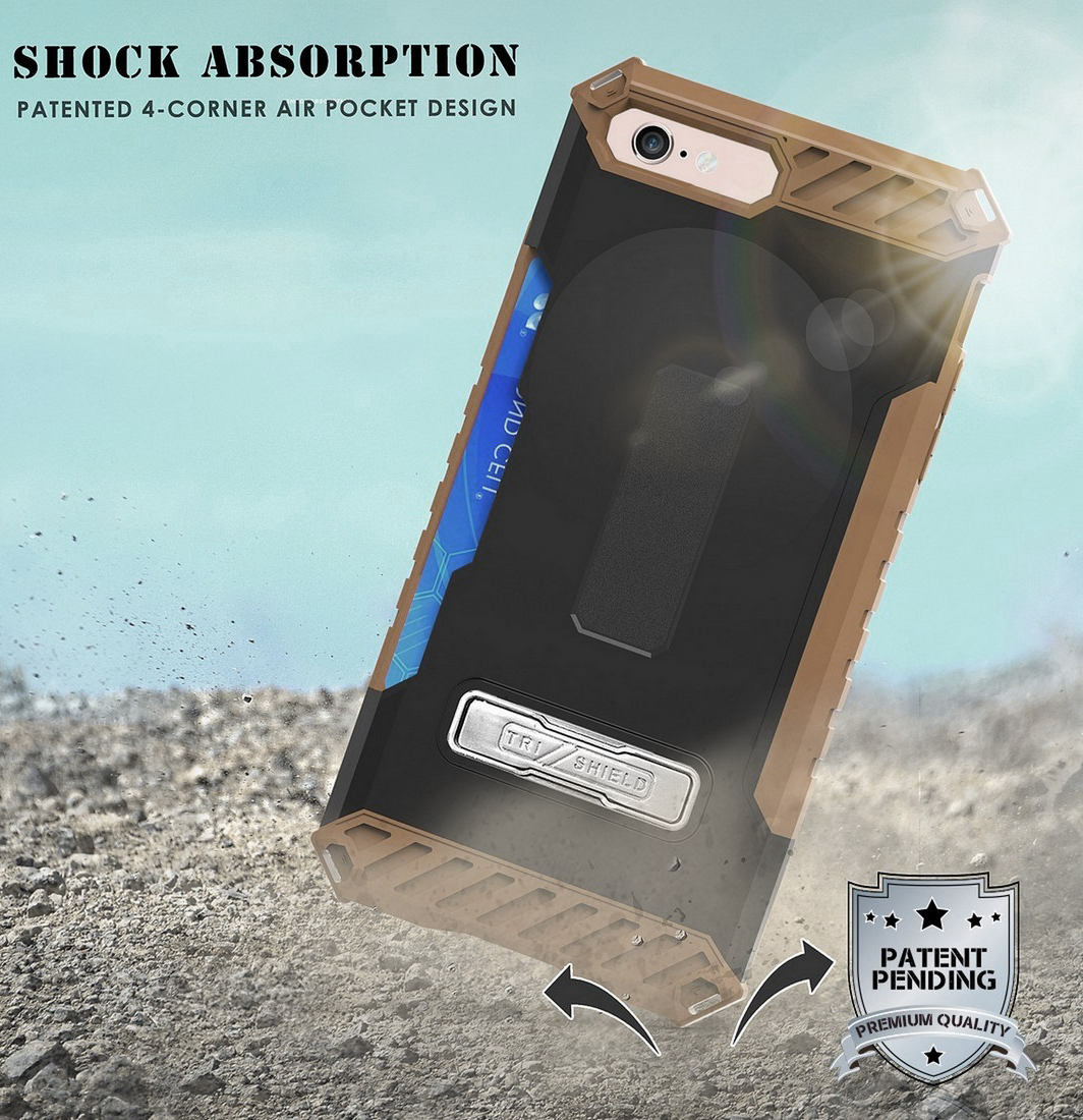 Tri-Shield Rugged Case Metal Kickstand Card Slot and Strap for iPhone 8 iPhone 7 - 第 12/43 張圖片