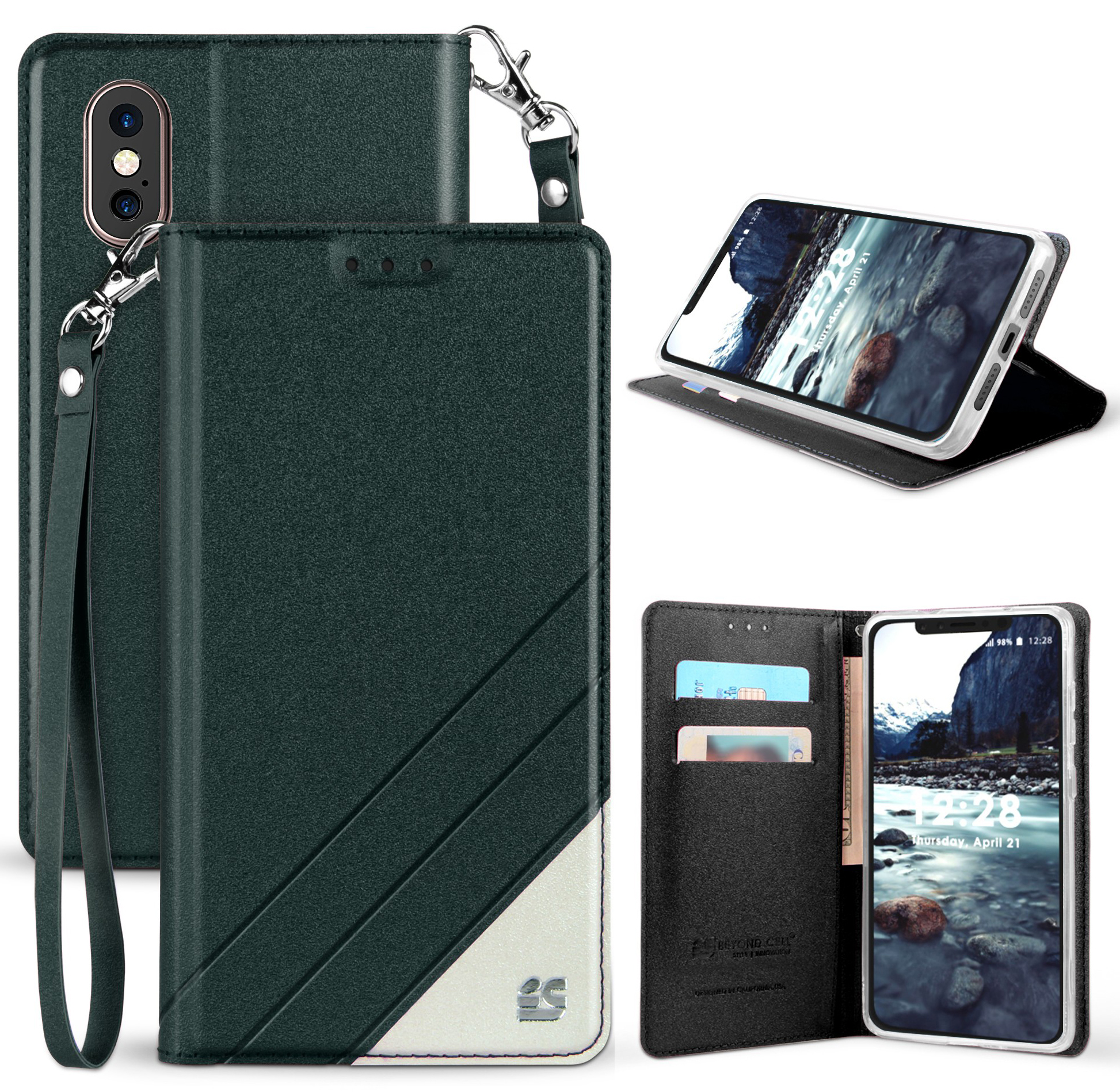 INFOLIO WALLET CREDIT CARD SLOT CASE + WRIST STRAP LANYARD FOR APPLE iPHONE X 10