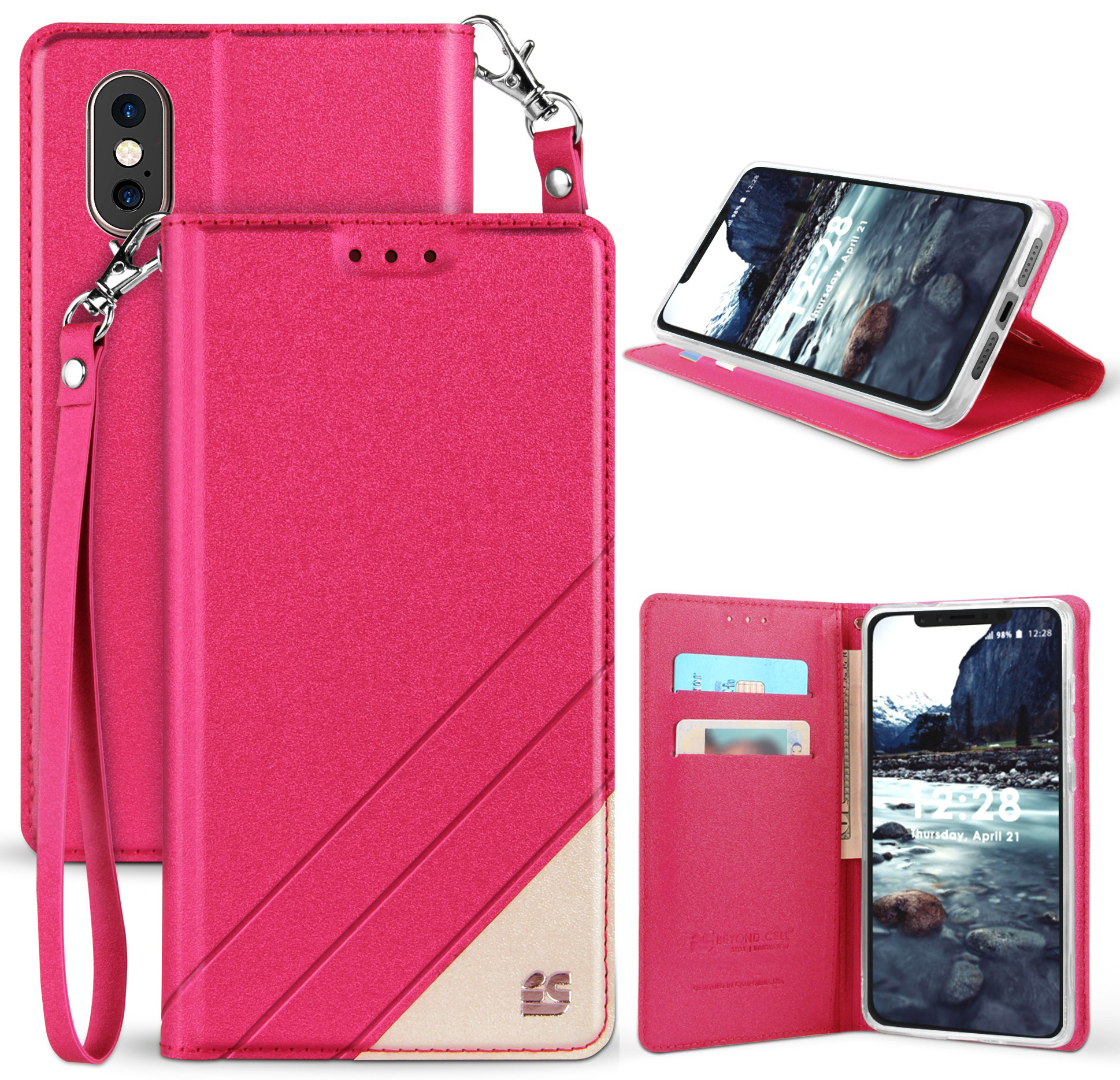 INFOLIO WALLET CREDIT CARD SLOT CASE + WRIST STRAP LANYARD FOR APPLE iPHONE X 10