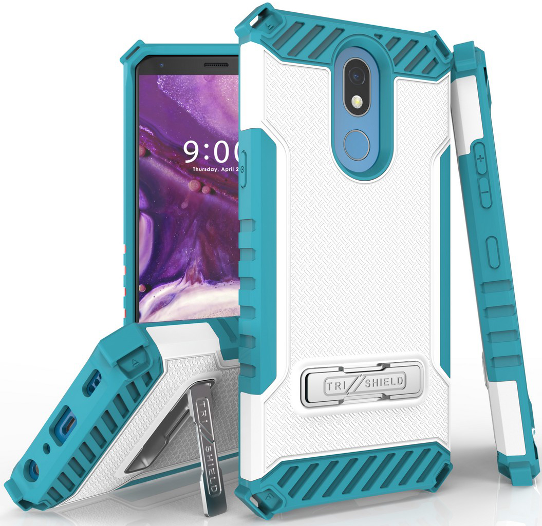 Tri-Shield Rugged Case Cover with Kickstand and Strap for LG Xpression Plus 2