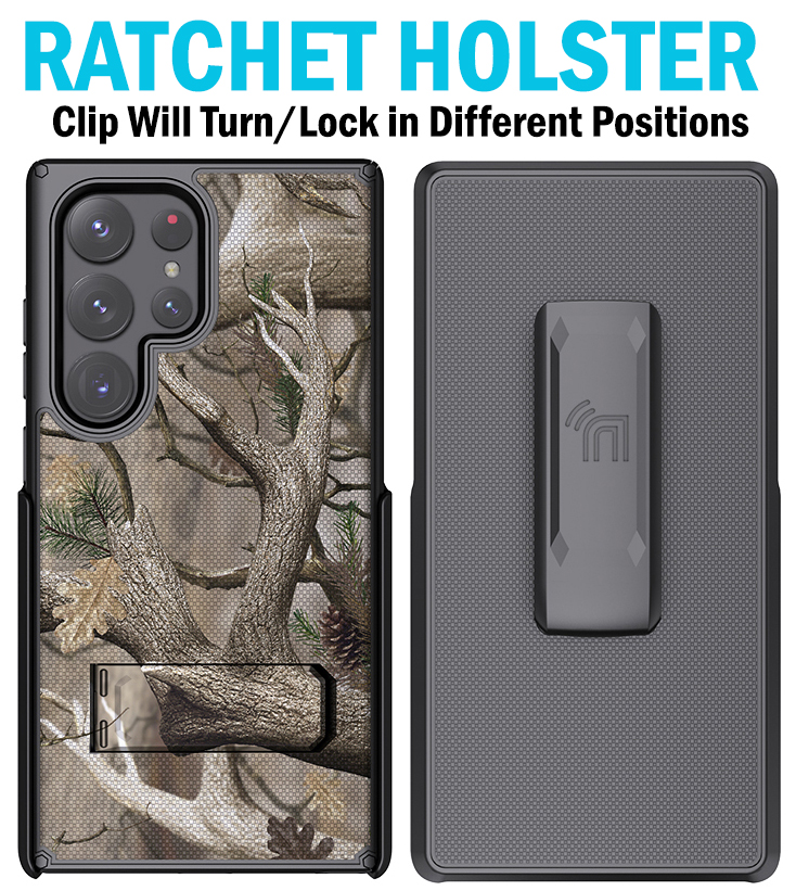 Rugged Hybrid Case w/ Stand and Belt Clip Holster for Samsung Galaxy S24 Ultra