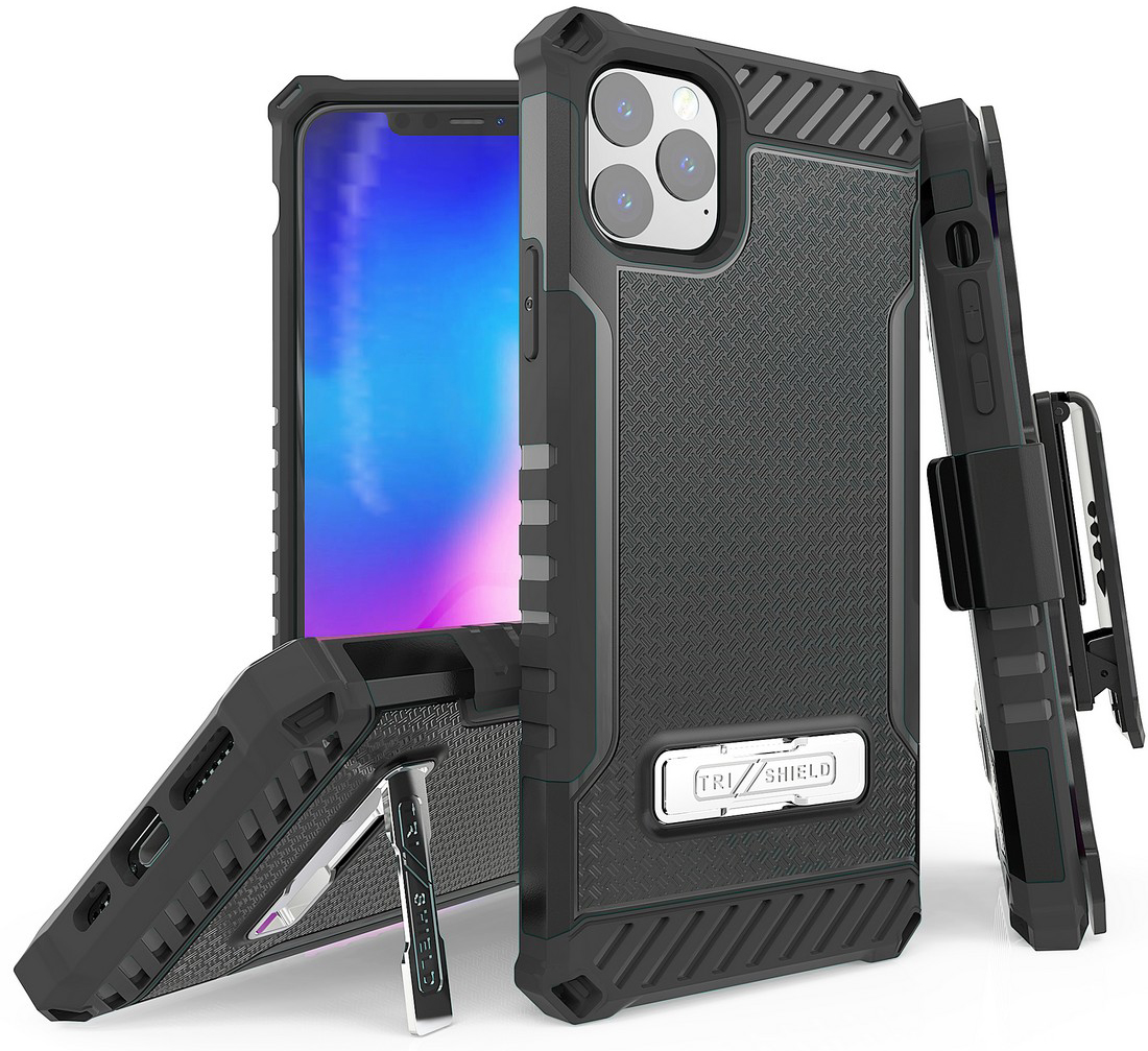Tri-Shield Rugged Case Kickstand Cover Belt Clip Holster for Apple iPhone 11 Pro