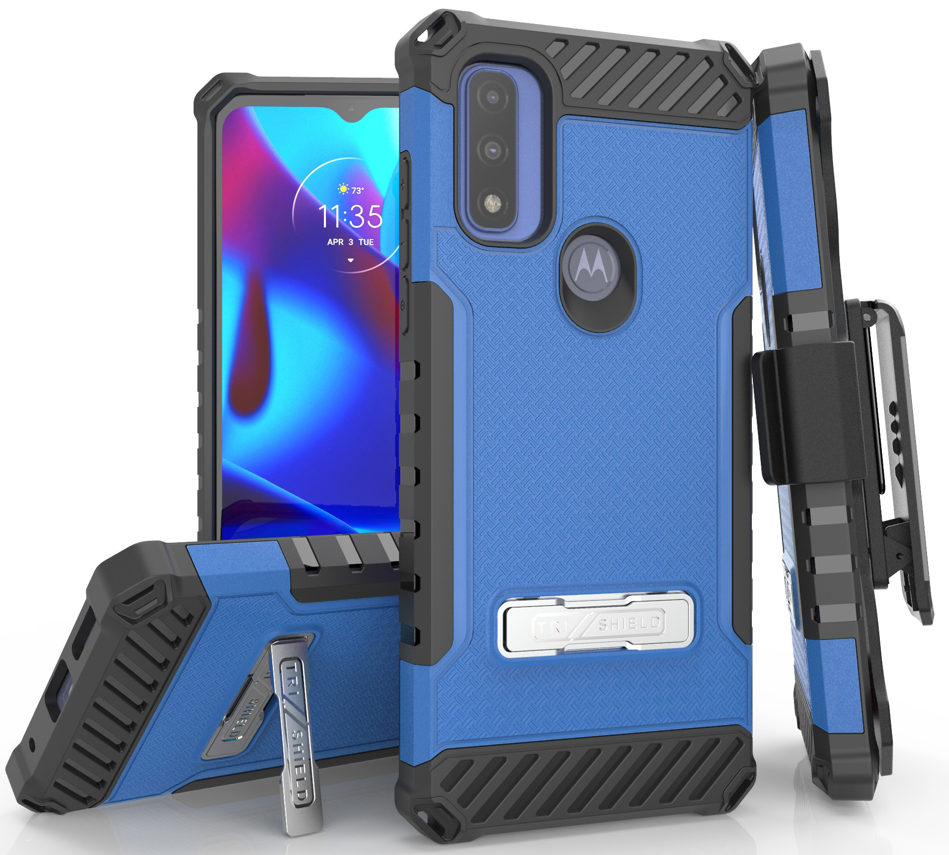 Rugged Case Stand + Belt Clip Holster + Strap for Moto g Pure / g Power 2022