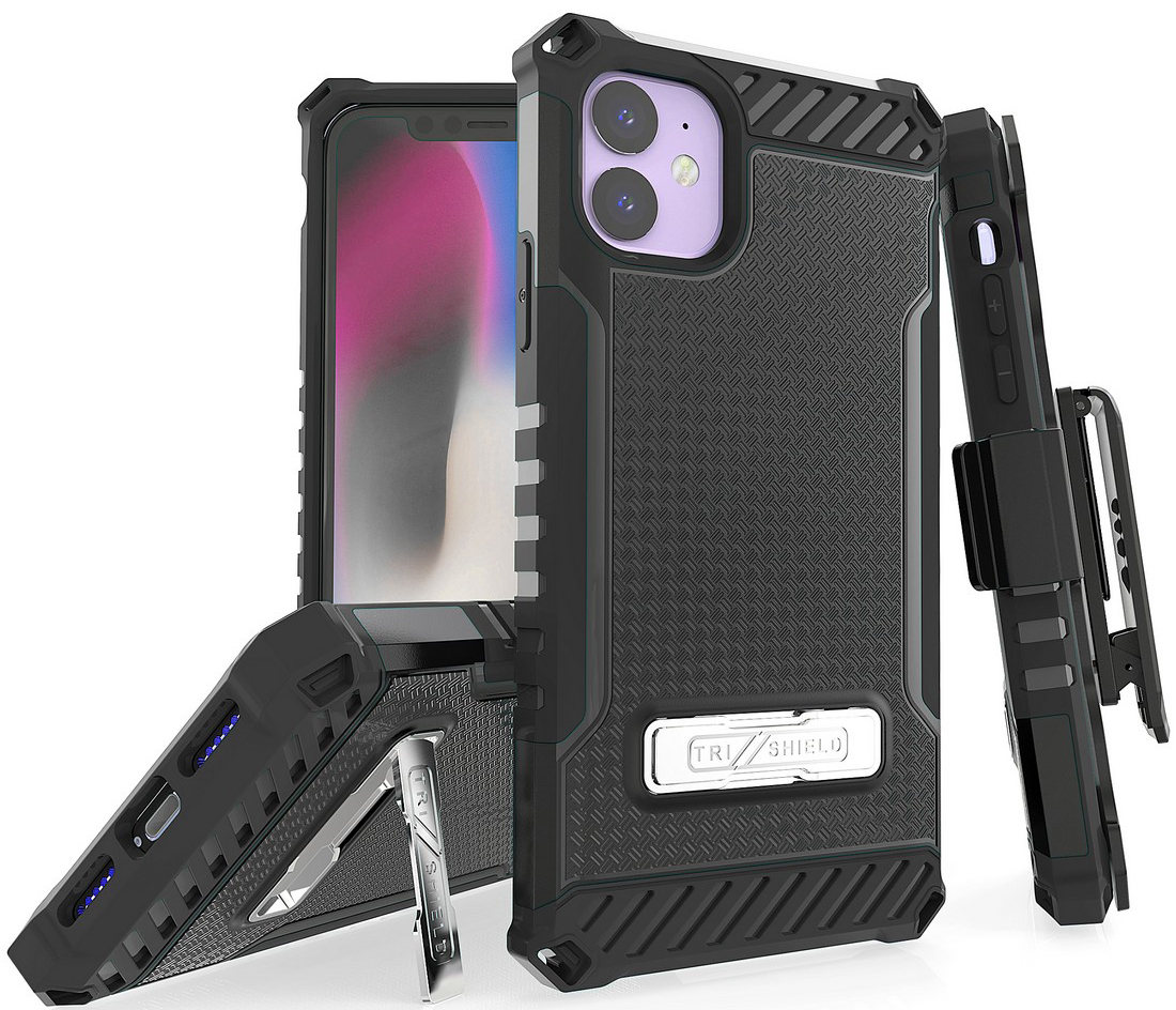 Tri-Shield Rugged Case Kickstand Cover Belt Clip Holster for Apple iPhone 11