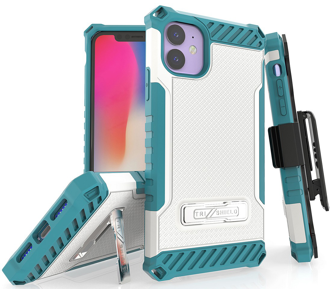 Tri-Shield Rugged Case Kickstand Cover Belt Clip Holster for Apple iPhone 11