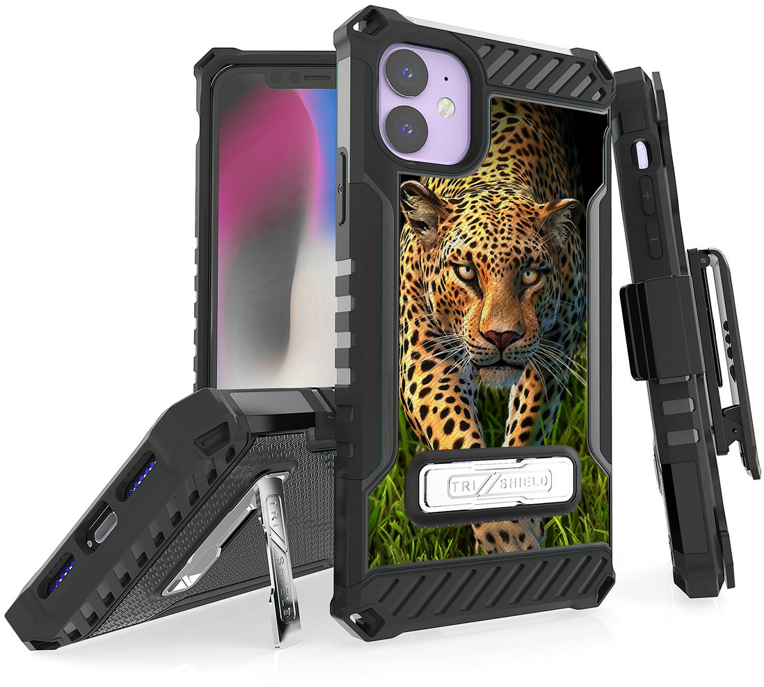 Rugged Tri-Shield Case + Belt Clip for Apple iPhone 11 - Fierce Creatures - Picture 12 of 13