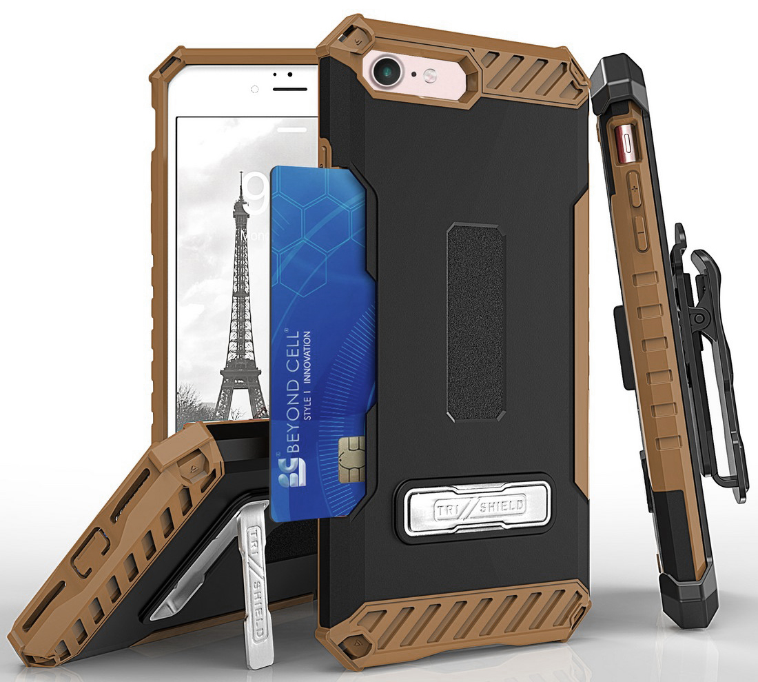 Tri-Shield Rugged Case Stand Card Slot Strap Belt Clip for iPhone SE 2022/2020 - Photo 9 sur 50