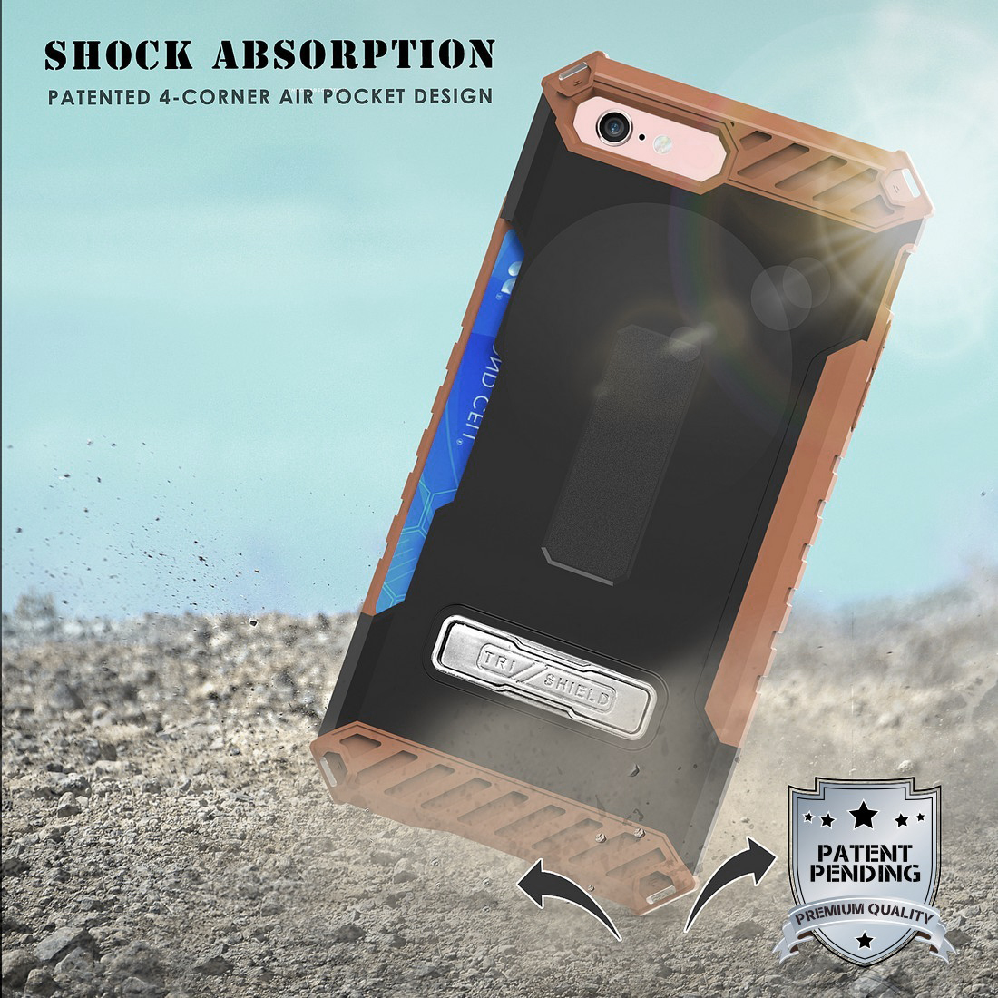 Tri-Shield Rugged Case Stand Card Slot Strap Belt Clip for iPhone SE 2022/2020 - Photo 12 sur 50