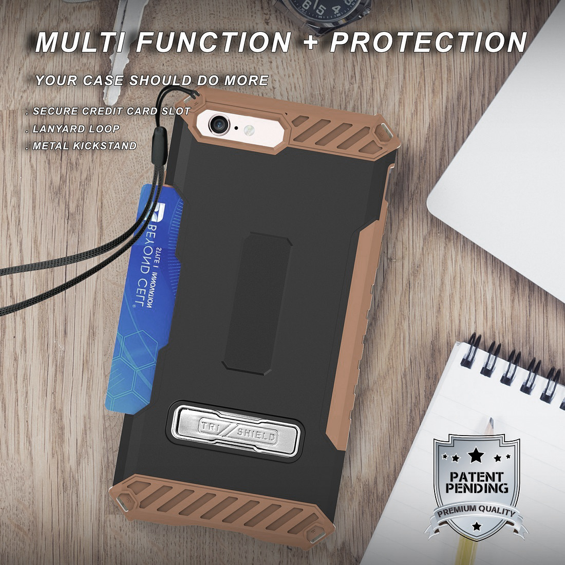 Tri-Shield Rugged Case Stand Card Slot Strap Belt Clip for iPhone SE 2022/2020 - Photo 11 sur 50