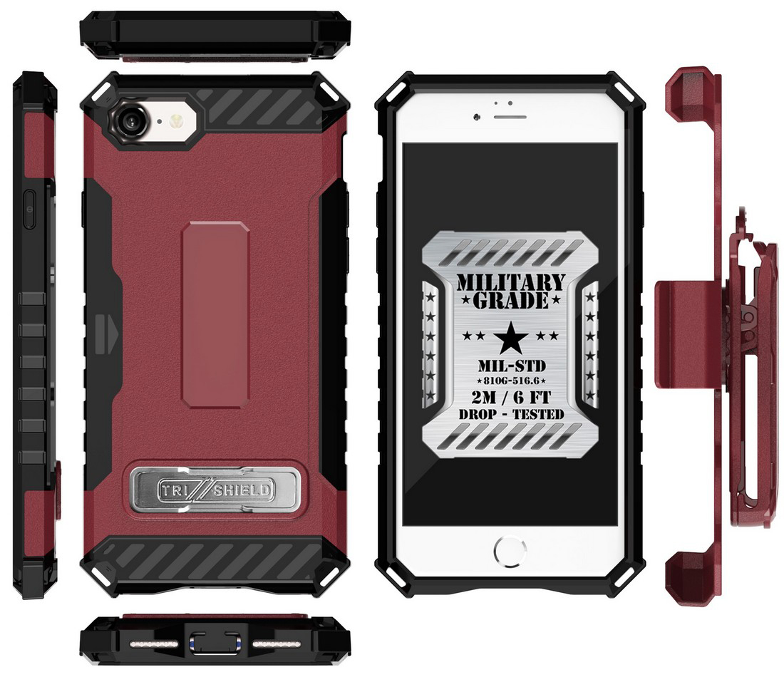 Tri-Shield Rugged Case Stand Card Slot Strap Belt Clip for iPhone SE 2022/2020 - Photo 21 sur 50