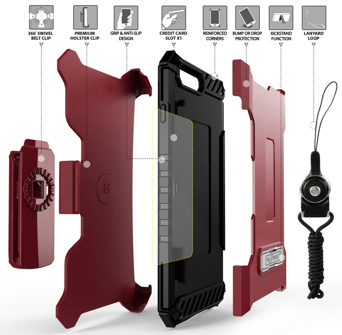 Tri-Shield Rugged Case Stand Card Slot Strap Belt Clip for iPhone SE 2022/2020 - Photo 20 sur 50