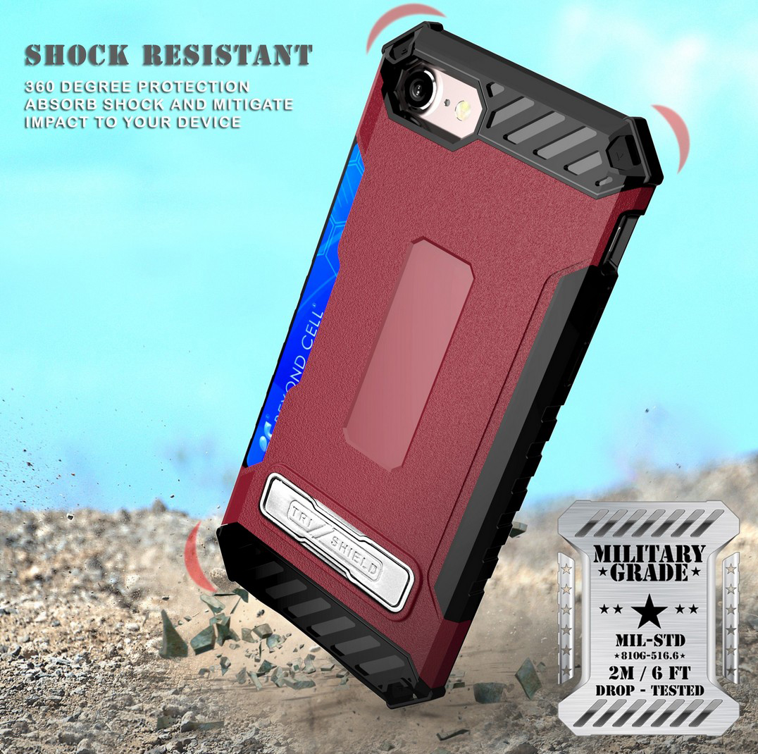 Tri-Shield Rugged Case Stand Card Slot Strap Belt Clip for iPhone SE 2022/2020 - Photo 19 sur 50