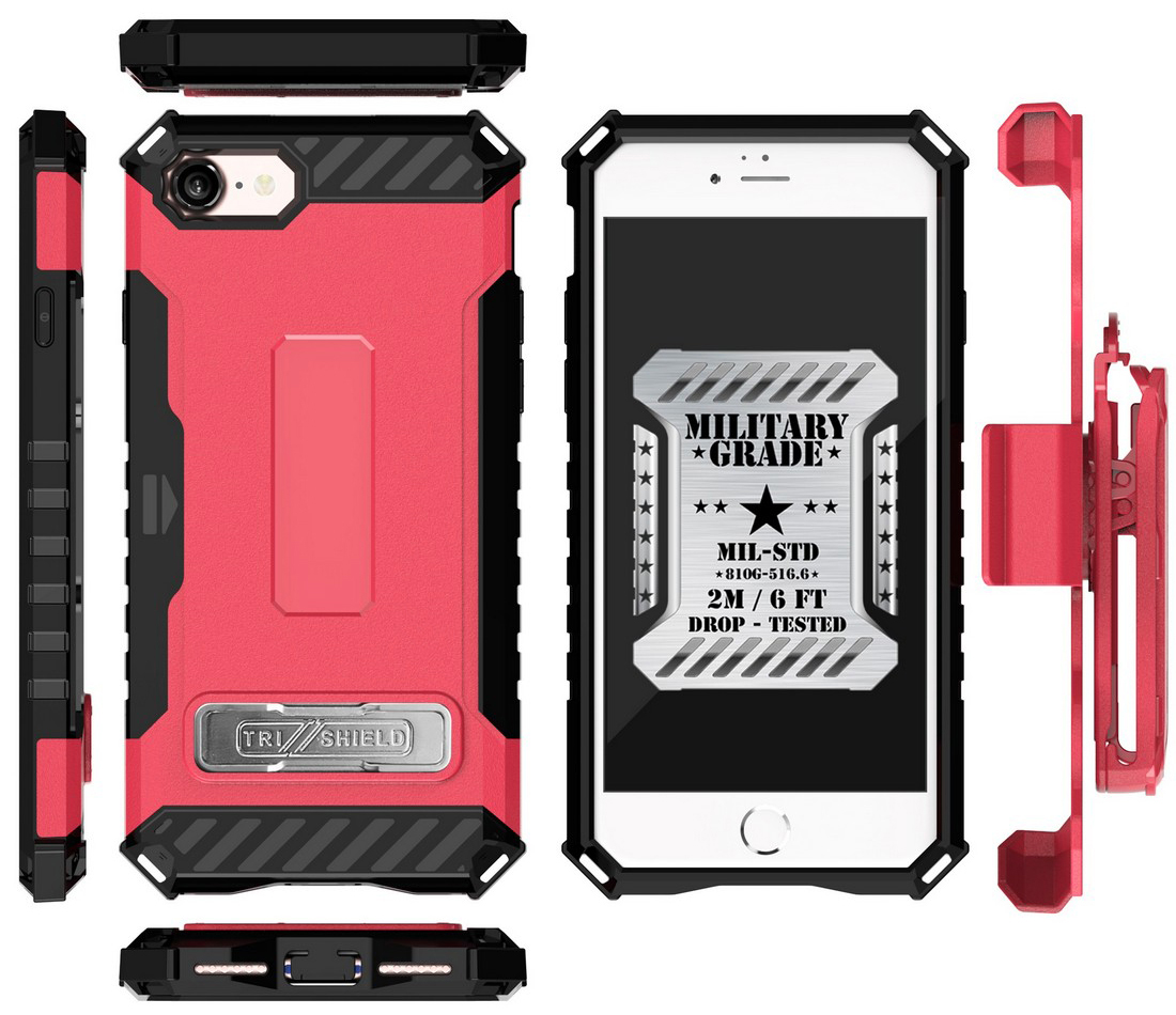 Tri-Shield Rugged Case Stand Card Slot Strap Belt Clip for iPhone SE 2022/2020 - Photo 28 sur 50