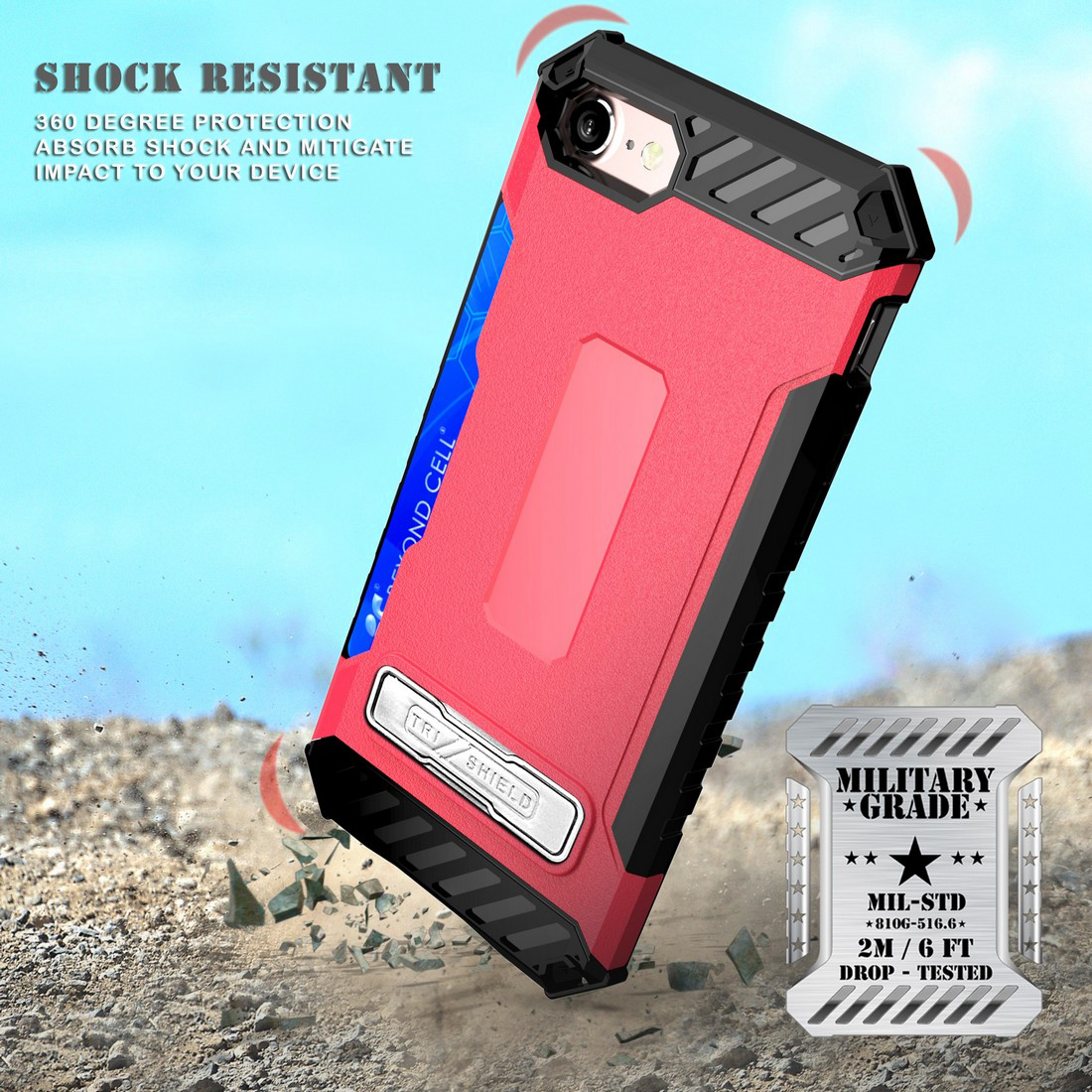 Tri-Shield Rugged Case Stand Card Slot Strap Belt Clip for iPhone SE 2022/2020 - Photo 26 sur 50