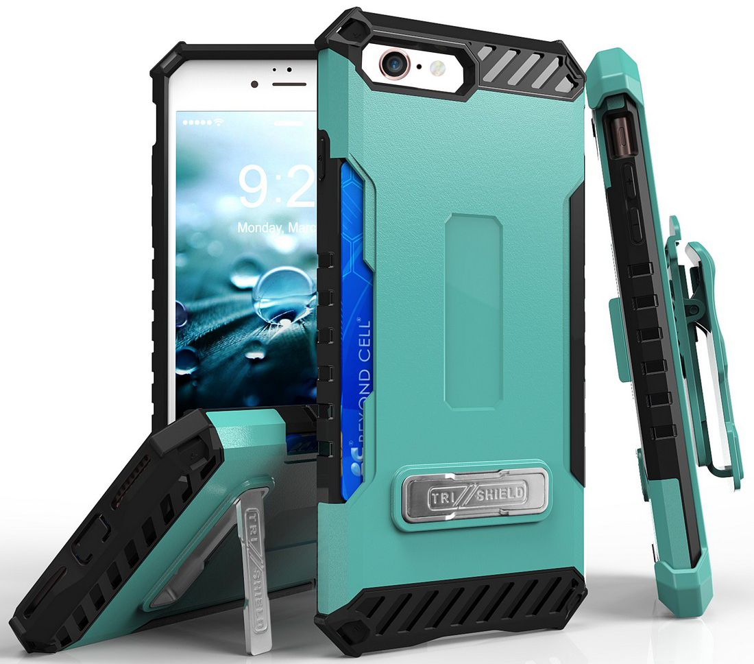 Tri-Shield Rugged Case Stand Card Slot Strap Belt Clip for iPhone SE 2022/2020 - Photo 30 sur 50