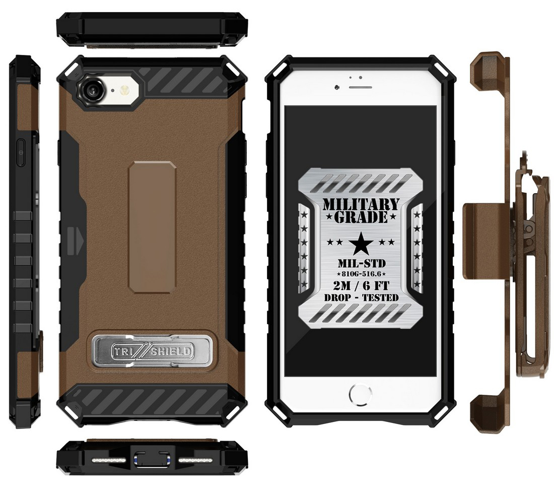 Tri-Shield Rugged Case Stand Card Slot Strap Belt Clip for iPhone SE 2022/2020 - Photo 42 sur 50