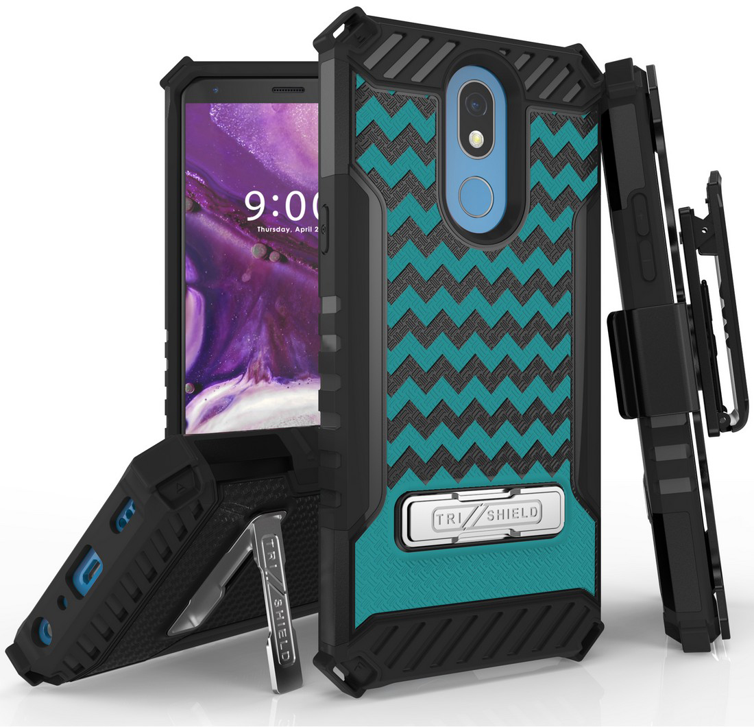 Rugged Tri-Shield Case + Belt Clip for LG Xpression Plus 2 - Designer Series