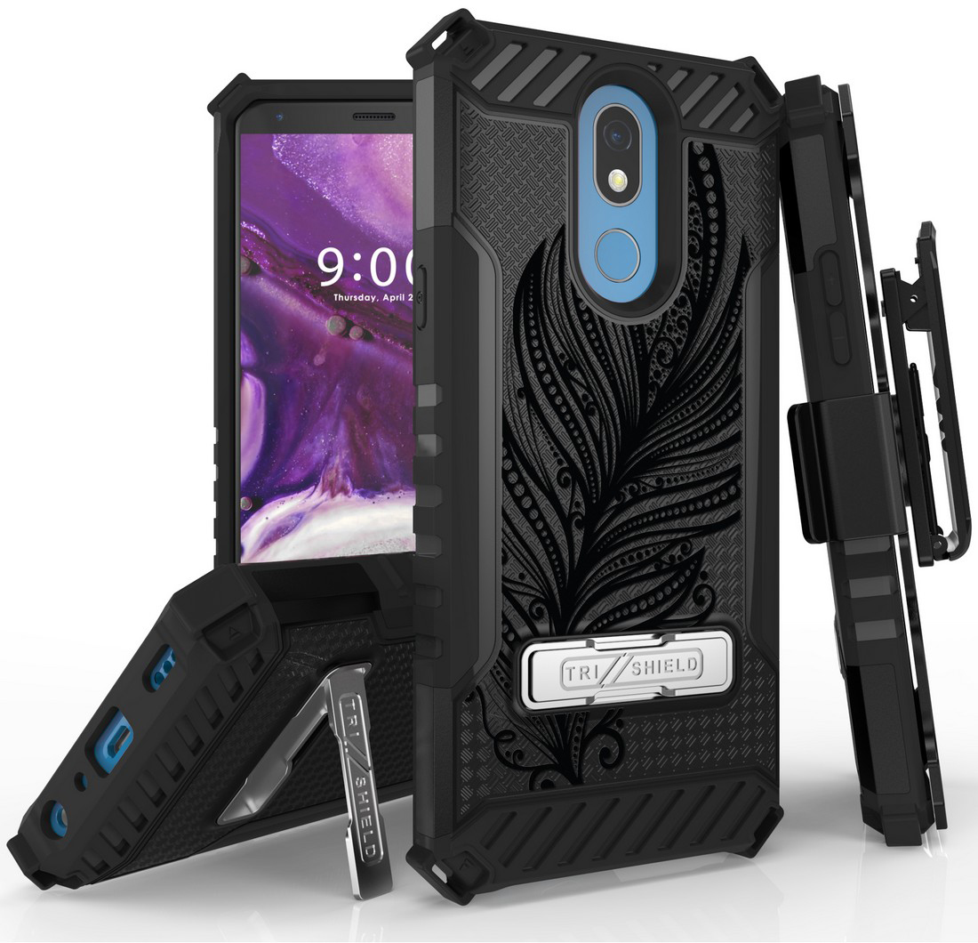 Rugged Tri-Shield Case + Belt Clip for LG Xpression Plus 2 - Designer Series