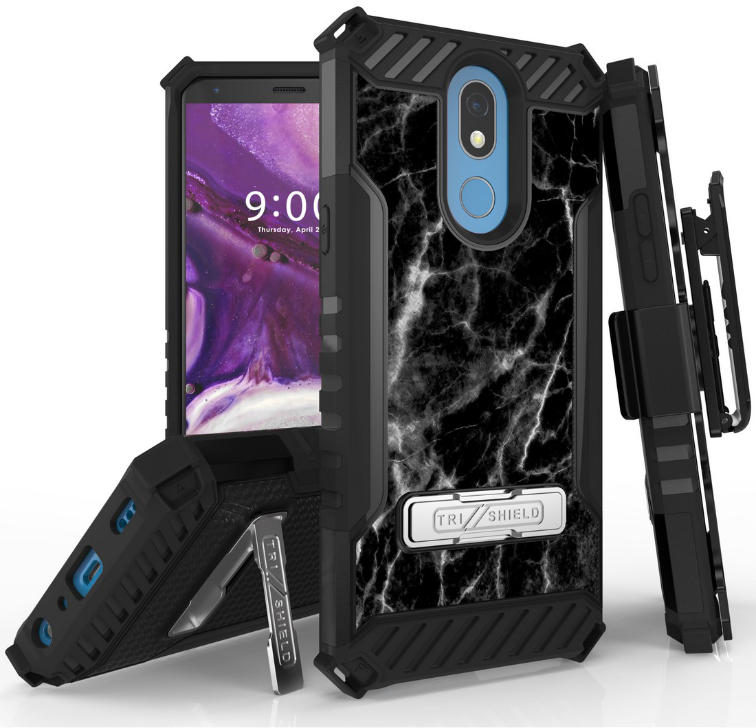 Rugged Tri-Shield Case + Belt Clip for LG Xpression Plus 2 - Designer Series