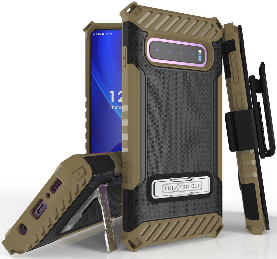 Tri-Shield Rugged Case Kickstand Cover + Belt Clip for Samsung Galaxy S10 Plus