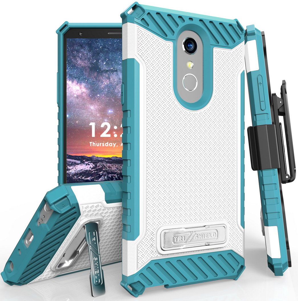 Tri-Shield Rugged Case Cover Stand + Belt Clip Holster for LG Q Stylus, Stylo 4 - Photo 8 sur 13
