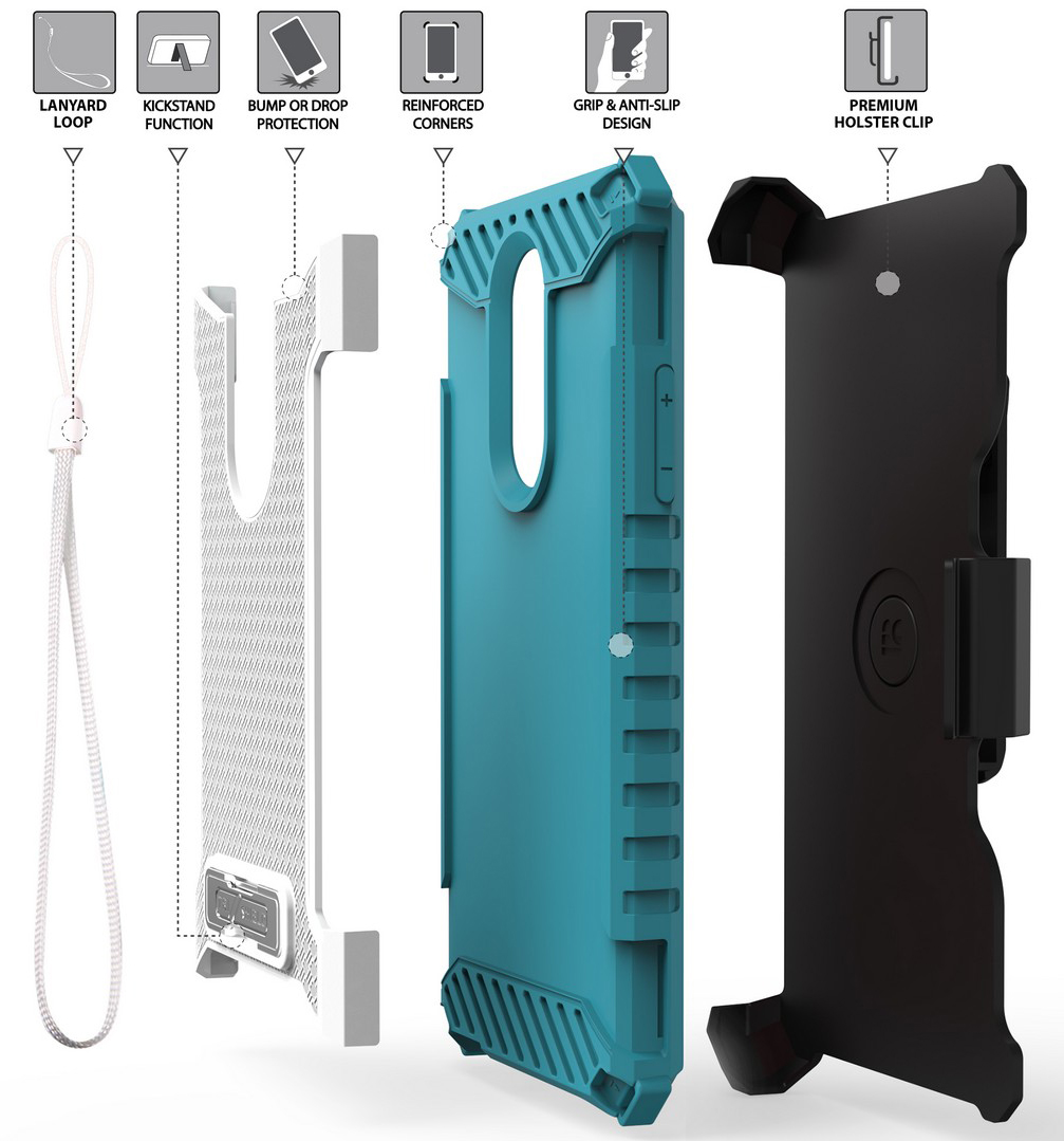 Tri-Shield Rugged Case Cover Stand + Belt Clip Holster for LG Q Stylus, Stylo 4 - Photo 13 sur 13