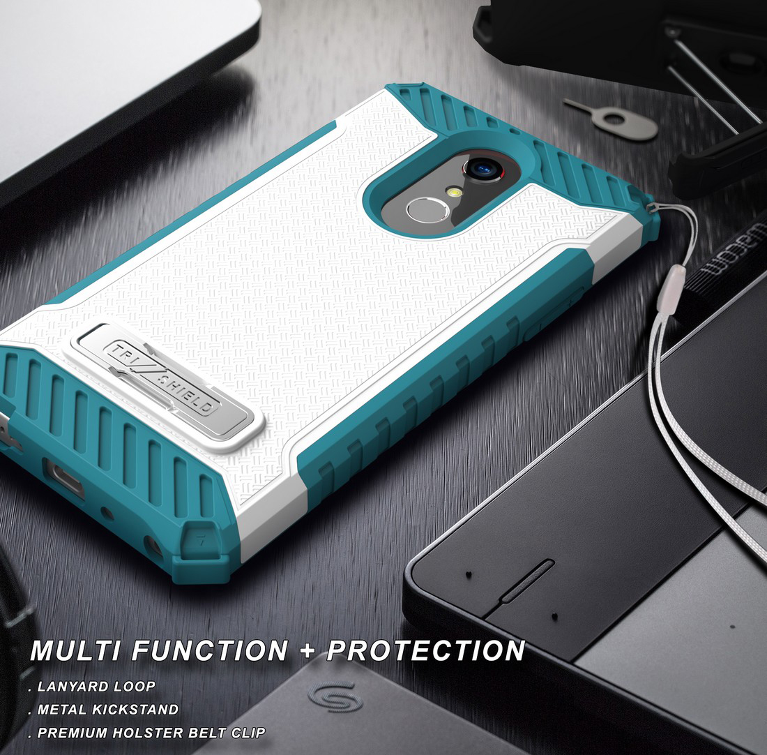 Tri-Shield Rugged Case Cover Stand + Belt Clip Holster for LG Q Stylus, Stylo 4 - Photo 11 sur 13