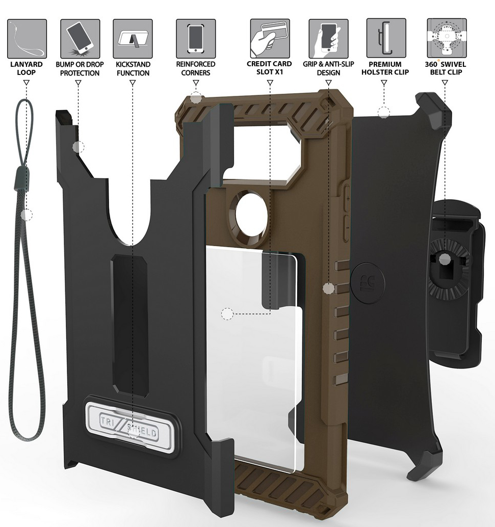 TRI-SHIELD CASE with MAGNETIC KICKSTAND + BELT CLIP HOLSTER + STRAP FOR LG V20 - Picture 11 of 44