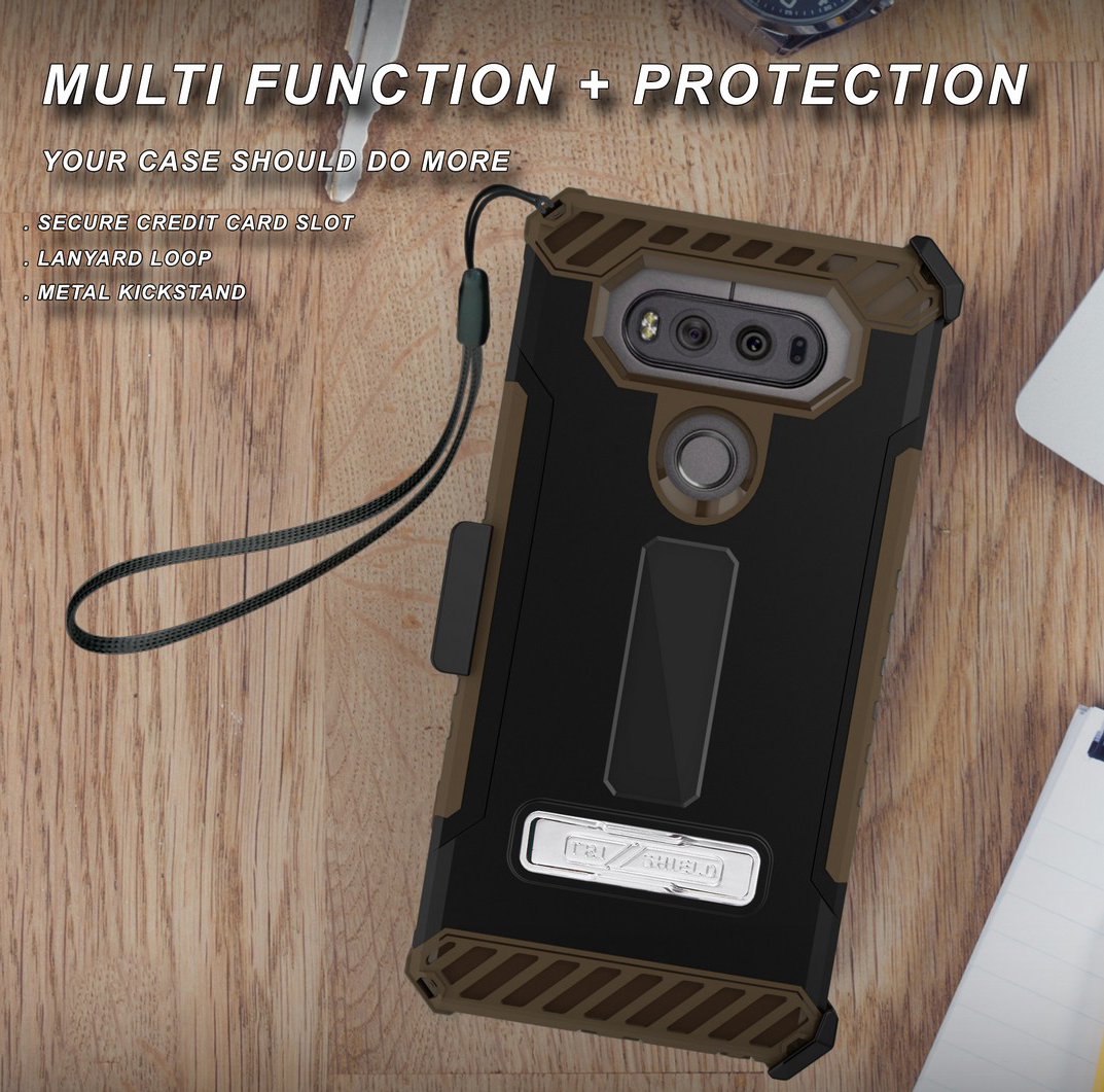 TRI-SHIELD CASE with MAGNETIC KICKSTAND + BELT CLIP HOLSTER + STRAP FOR LG V20 - Picture 14 of 44