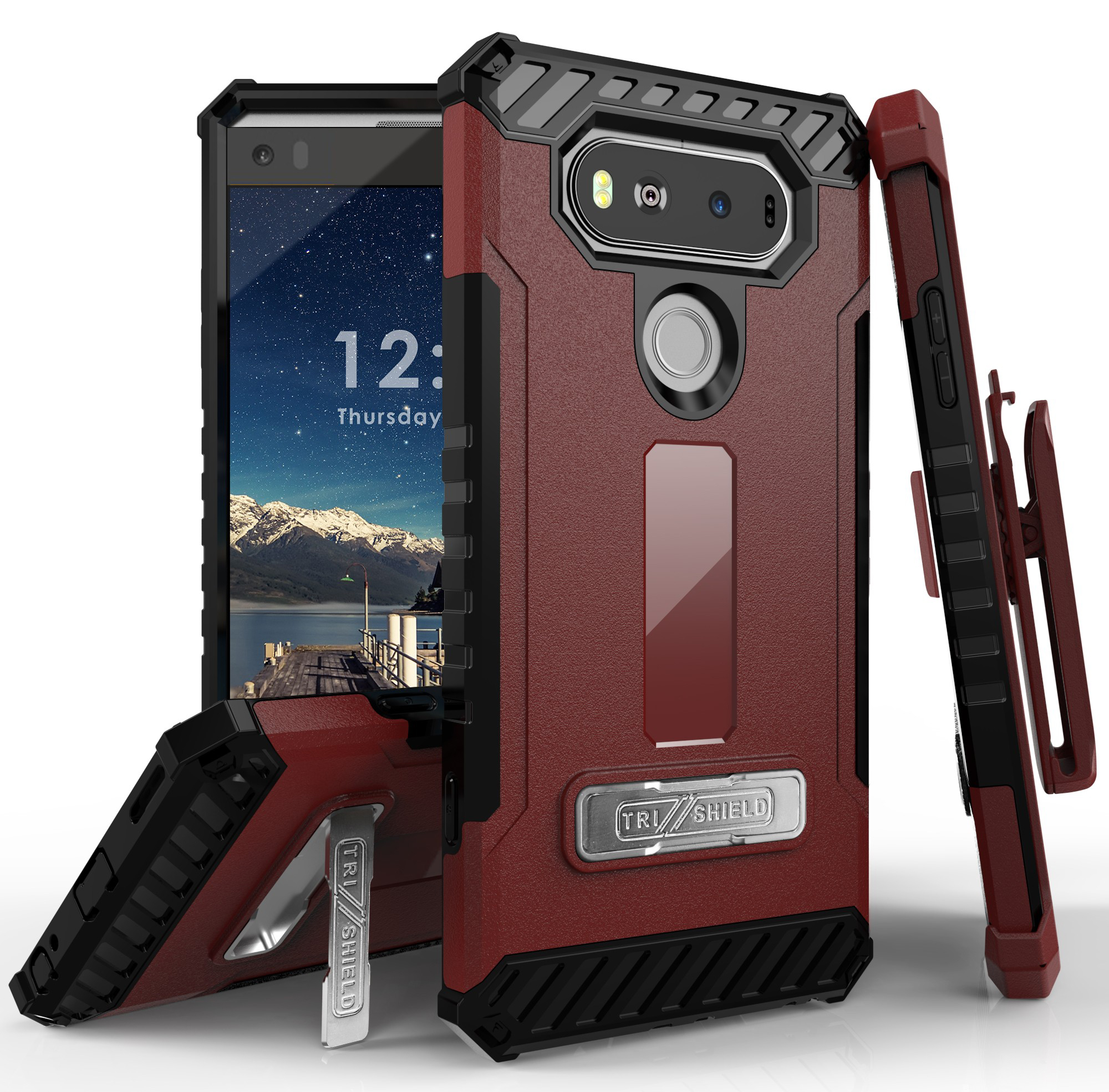 TRI-SHIELD CASE with MAGNETIC KICKSTAND + BELT CLIP HOLSTER + STRAP FOR LG V20 - Picture 15 of 44