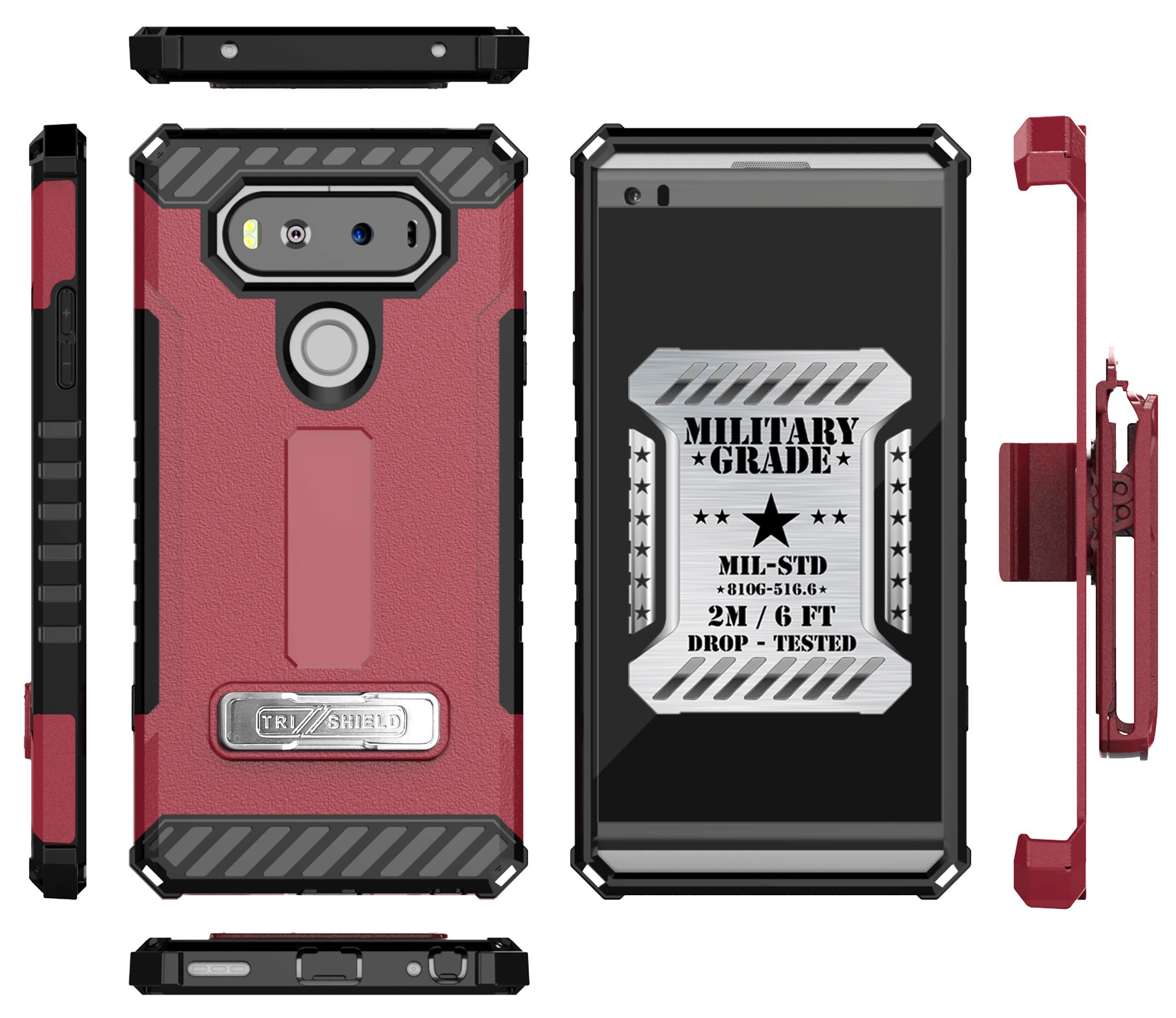 TRI-SHIELD CASE with MAGNETIC KICKSTAND + BELT CLIP HOLSTER + STRAP FOR LG V20 - Picture 16 of 44