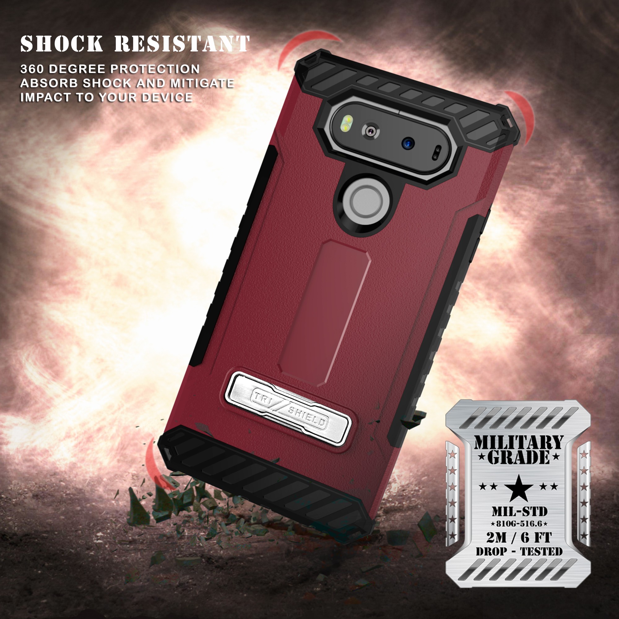 TRI-SHIELD CASE with MAGNETIC KICKSTAND + BELT CLIP HOLSTER + STRAP FOR LG V20 - Picture 20 of 44