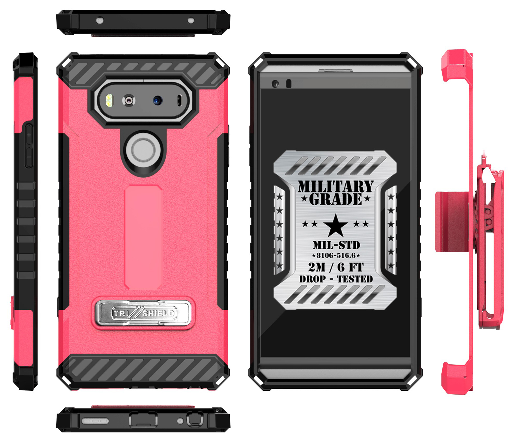 TRI-SHIELD CASE with MAGNETIC KICKSTAND + BELT CLIP HOLSTER + STRAP FOR LG V20 - Picture 22 of 44