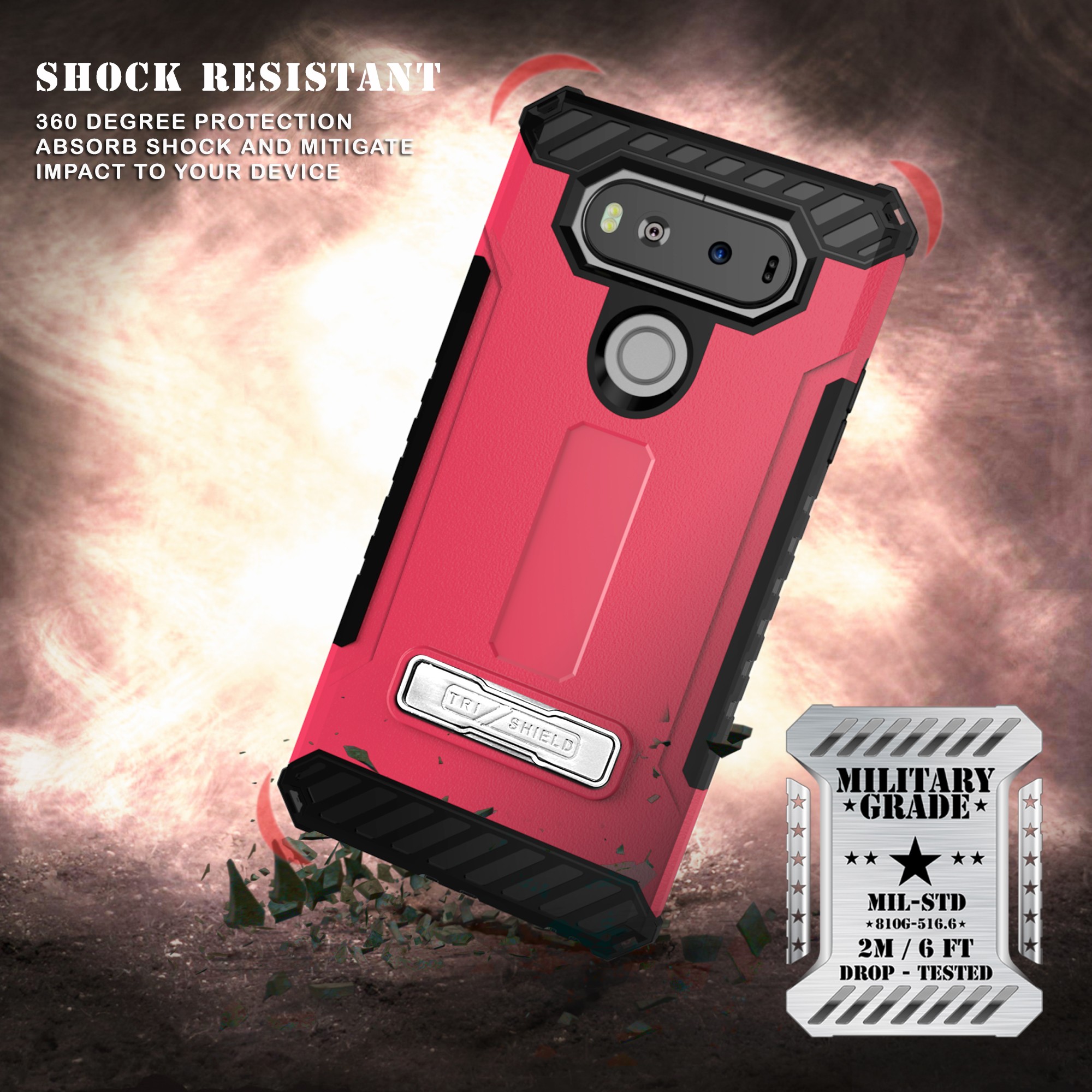TRI-SHIELD CASE with MAGNETIC KICKSTAND + BELT CLIP HOLSTER + STRAP FOR LG V20 - Picture 26 of 44