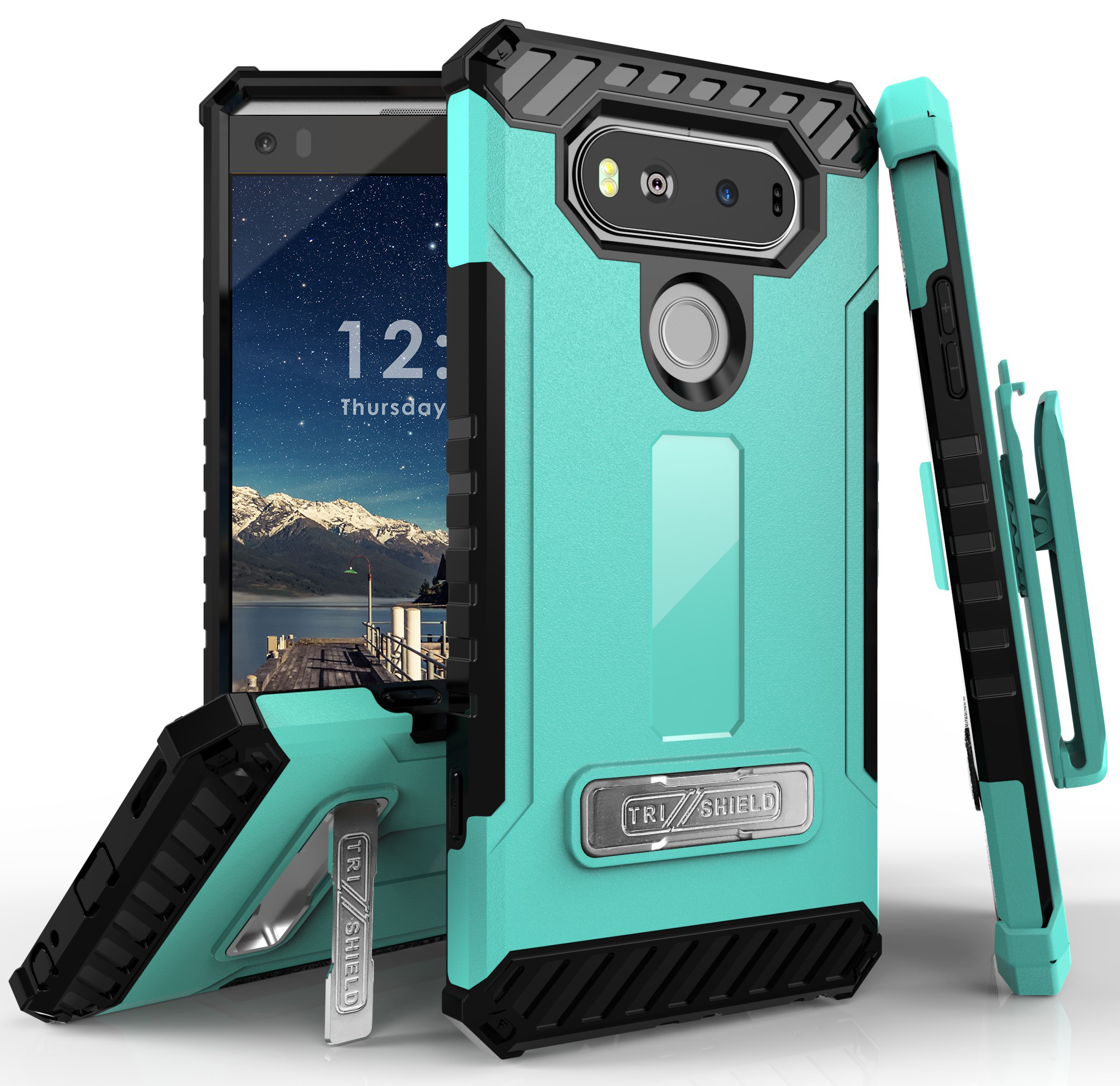 TRI-SHIELD CASE with MAGNETIC KICKSTAND + BELT CLIP HOLSTER + STRAP FOR LG V20 - Picture 27 of 44