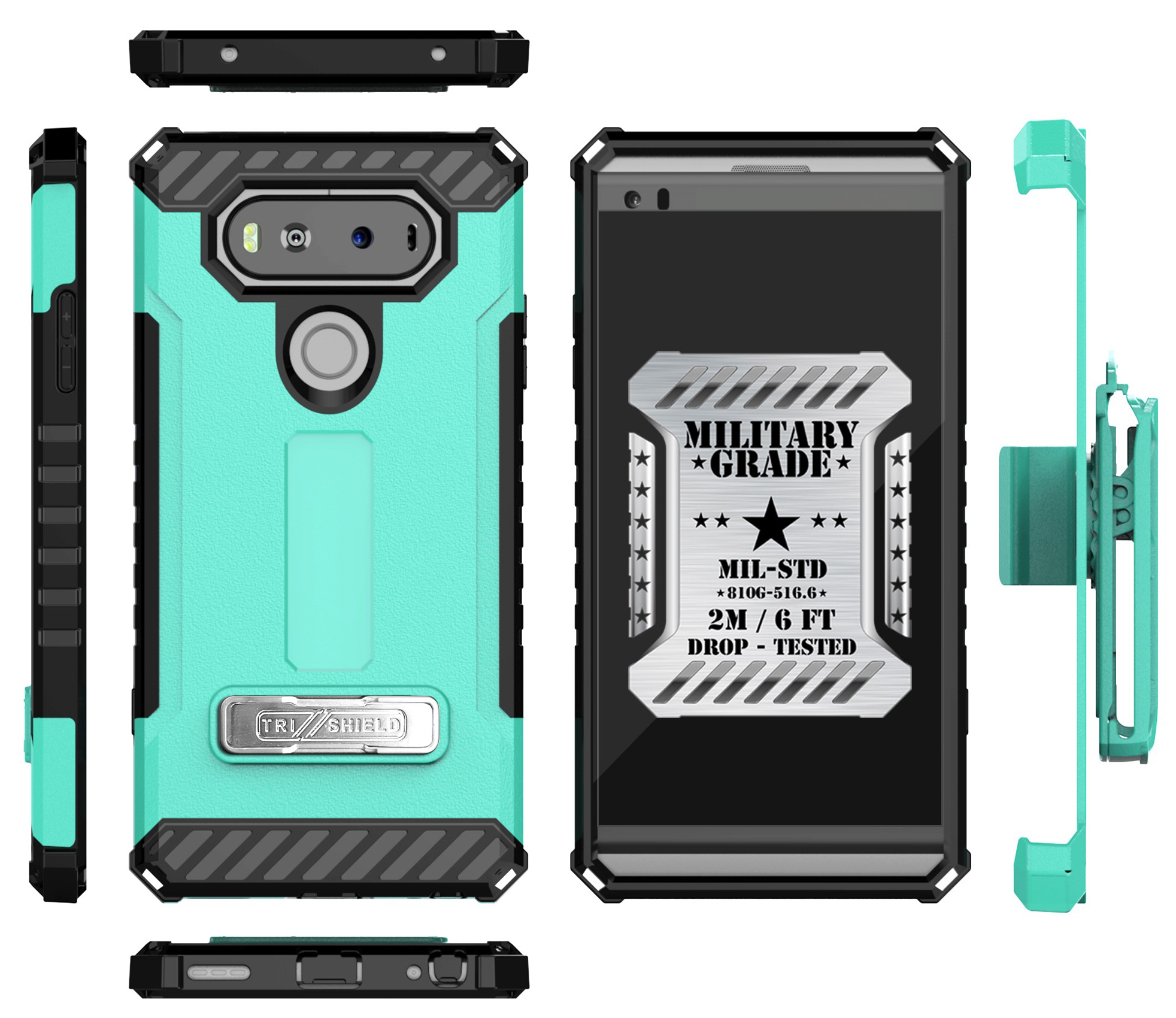 TRI-SHIELD CASE with MAGNETIC KICKSTAND + BELT CLIP HOLSTER + STRAP FOR LG V20 - Picture 28 of 44