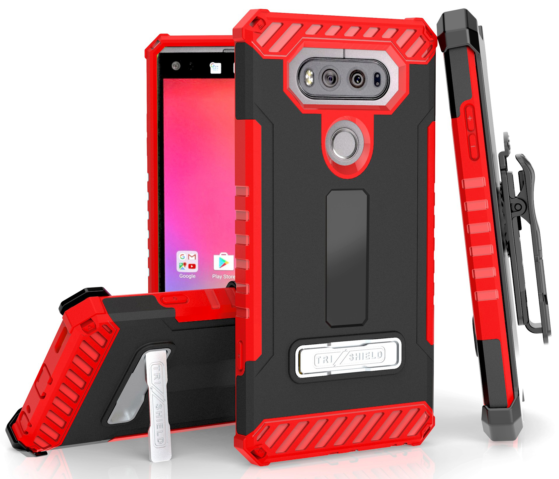 TRI-SHIELD CASE with MAGNETIC KICKSTAND + BELT CLIP HOLSTER + STRAP FOR LG V20 - Picture 33 of 44