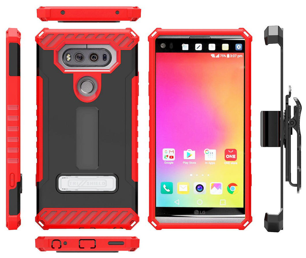 TRI-SHIELD CASE with MAGNETIC KICKSTAND + BELT CLIP HOLSTER + STRAP FOR LG V20 - Picture 34 of 44