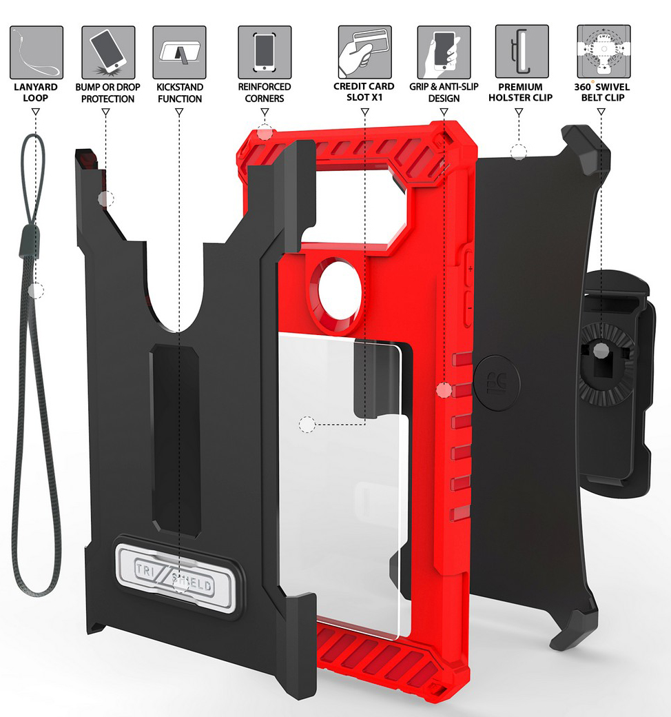TRI-SHIELD CASE with MAGNETIC KICKSTAND + BELT CLIP HOLSTER + STRAP FOR LG V20 - Picture 35 of 44