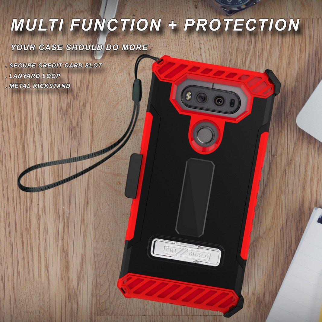 TRI-SHIELD CASE with MAGNETIC KICKSTAND + BELT CLIP HOLSTER + STRAP FOR LG V20 - Picture 38 of 44