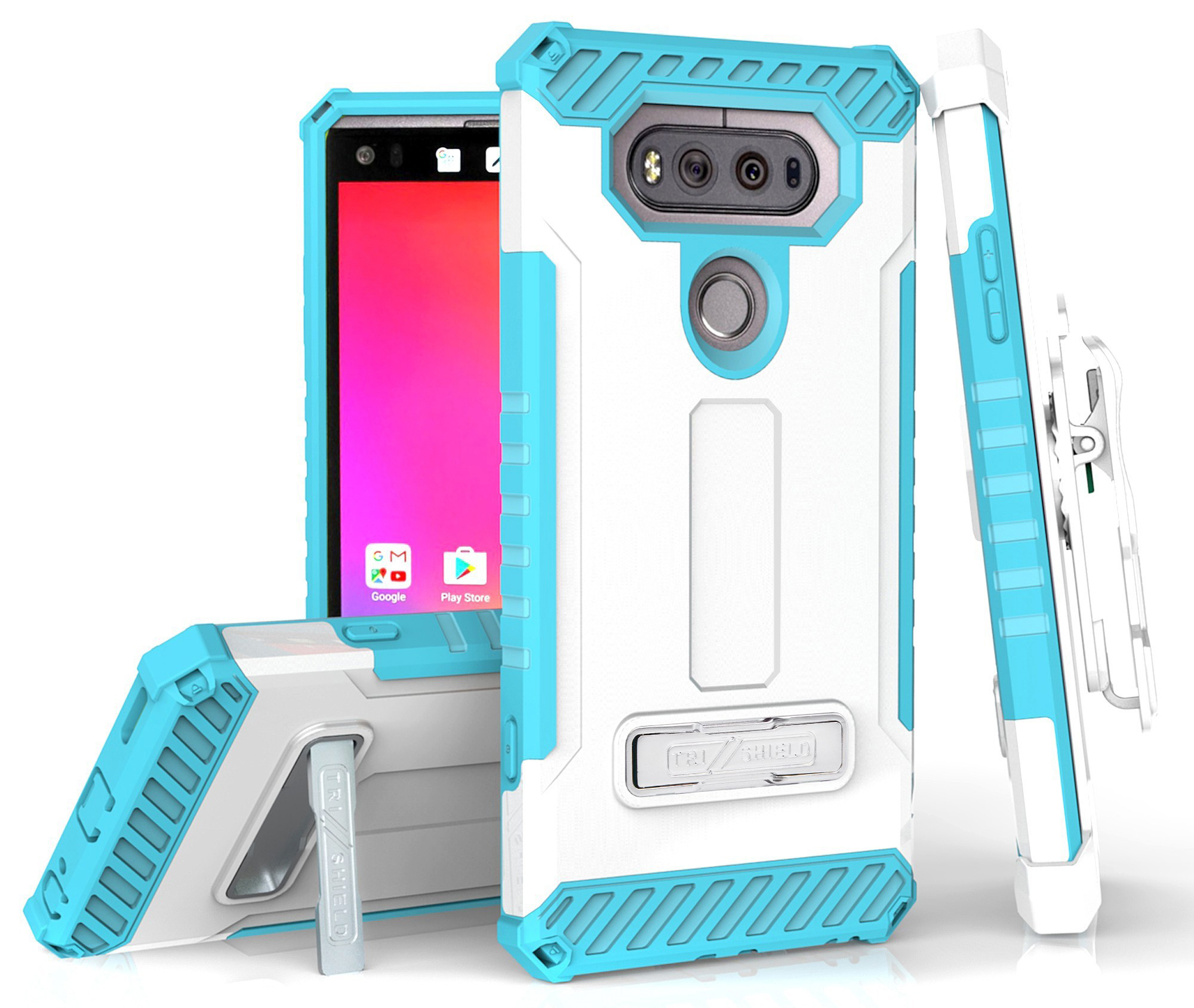 TRI-SHIELD CASE with MAGNETIC KICKSTAND + BELT CLIP HOLSTER + STRAP FOR LG V20 - Picture 39 of 44
